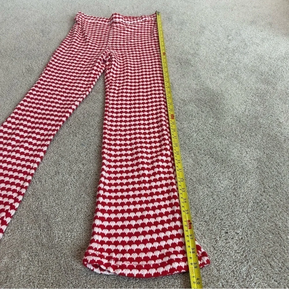 Zara red white knit high waisted flare stretchy pull on pants 70’s hippie retro - Picture 11 of 12